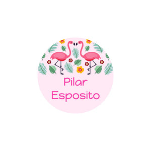 flamingo light pink circle iron-on clothing labels