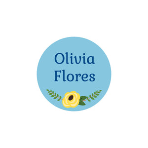 circle clothing labels floral blue