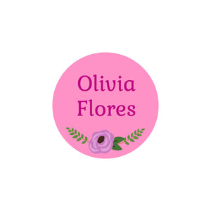 circle iron-on clothing labels floral pink