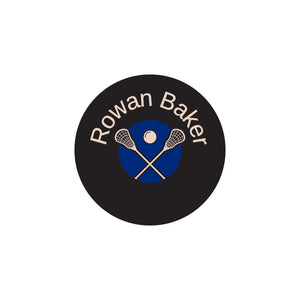 lacrosse navy blue circle iron-on clothing labels