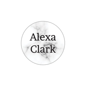 custom kids clothing labels with white marble