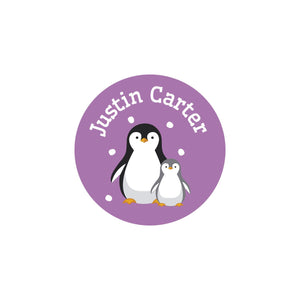 iron on safe clothing labels with a pair of penguins