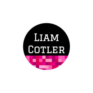 circle iron-on clothing labels pixels pink