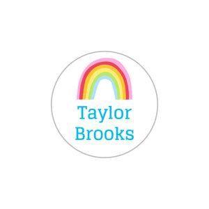 rainbows white sky blue circle iron-on labels