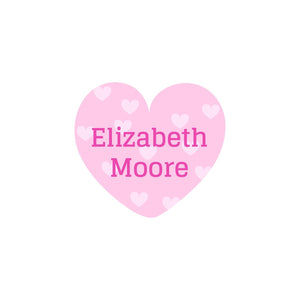 heart shaped iron-on clothing labels sweetheart pink