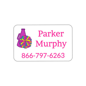 cheer pom pom purple contact clothing labels