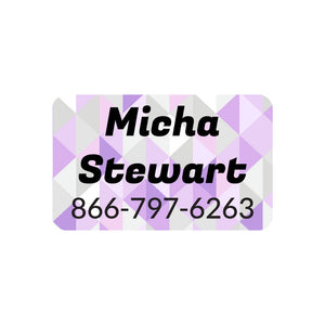 name and contact clothing labels crystal prism amethyst