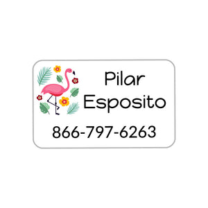 flamingo white contact clothing labels