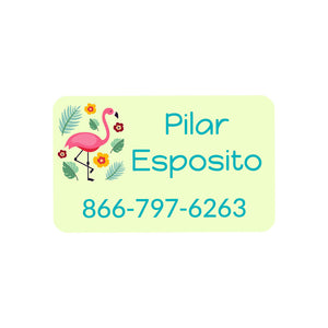 flamingo yellow green contact clothing labels