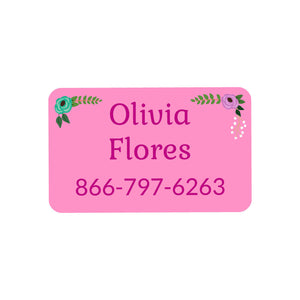 rectangle iron-on clothing labels floral pink