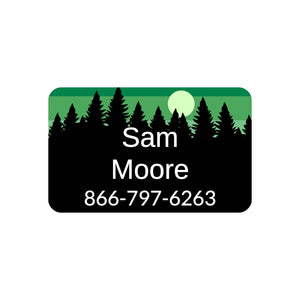 iron-on labels for kids with forest silhouette and sky design