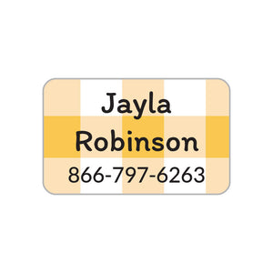 gingham contact clothing labels