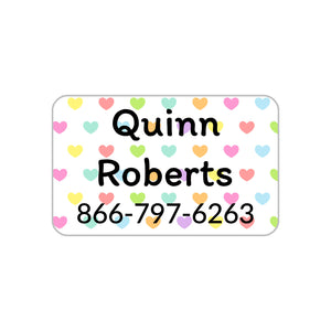 information labels with heart design