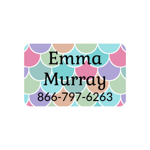 name and contact clothing labels mermaid pattern rainbow