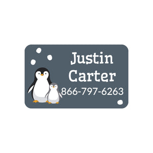 iron on safe clothing labels with a pair of penguins