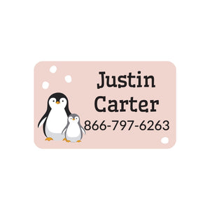 contact clothing labels with a pair of penguins