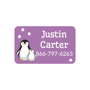 contact clothing labels with a pair of penguins