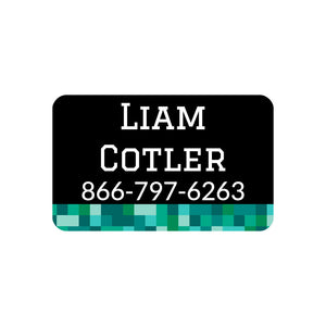 rectangle iron-on clothing labels pixels turquoise