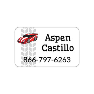 race car red contact clothing labels