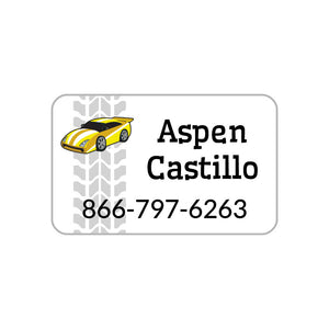 race car yellow contact clothing labels