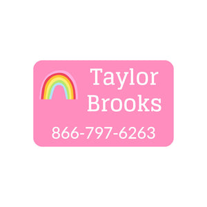 rainbows pink small contact iron-on labels