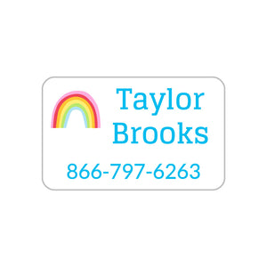 rainbows white sky blue small contact iron-on labels