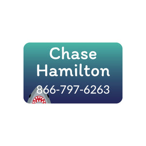 laundry safe clothing stickers with shark on dark blue background design