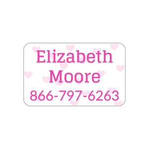 rectangle iron-on clothing labels sweetheart white pink