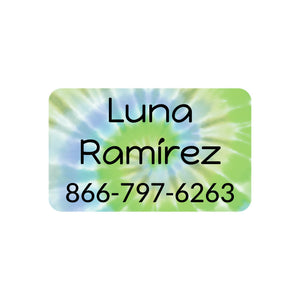 Tie-dye green contact clothing labels