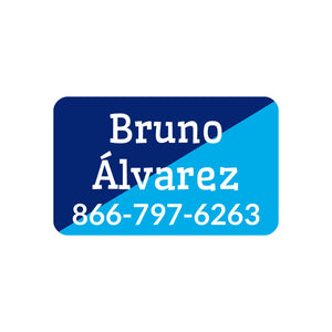 two-tone navy blue bright blue contact clothing labels