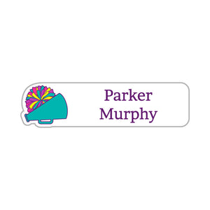 cheer tubular teal small rectangle name labels