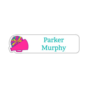 cheer cheer power pink small rectangle name labels