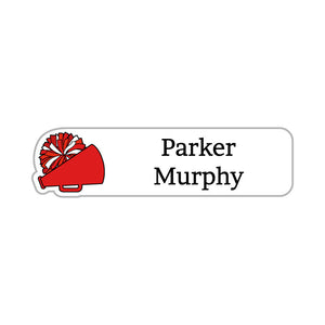 cheer red small rectangle name labels