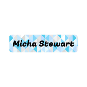 small rectangle name labels crystal prism aquamarine