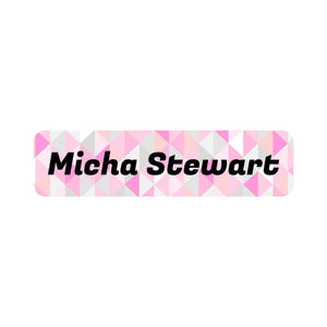 small rectangle name labels crystal prism rose quartz