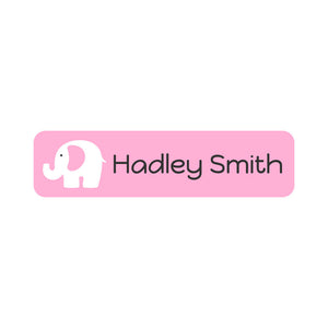 elephant baby pink small rectangle name labels