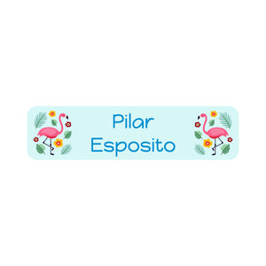 flamingo light blue small rectangle name labels