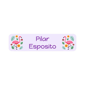 flamingo light purple small rectangle name labels