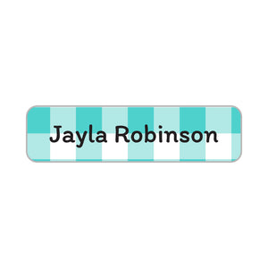 gingham small rectangle name labels