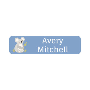 small rectangle name labels koala afternoon sky blue