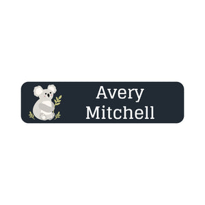 small rectangle name labels koala nighttime navy