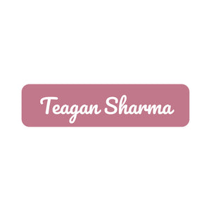 small rectangle name labels neutral color dusty rose