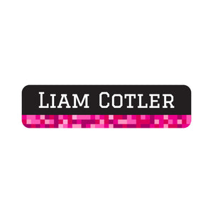 small rectangle name labels pixels pink