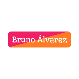 two-tone raspberry pink orange small rectangle name labels