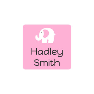 elephant baby pink square clothing labels