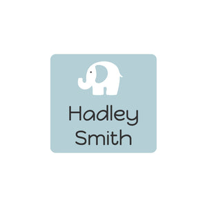 elephant muted blue square clothing labels
