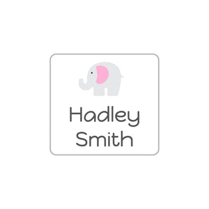 elephant white baby pink square clothing labels