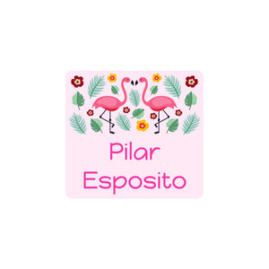 flamingo light pink square stick-on clothing labels
