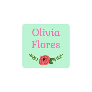 square clothing labels floral mint