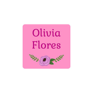 square clothing labels floral pink